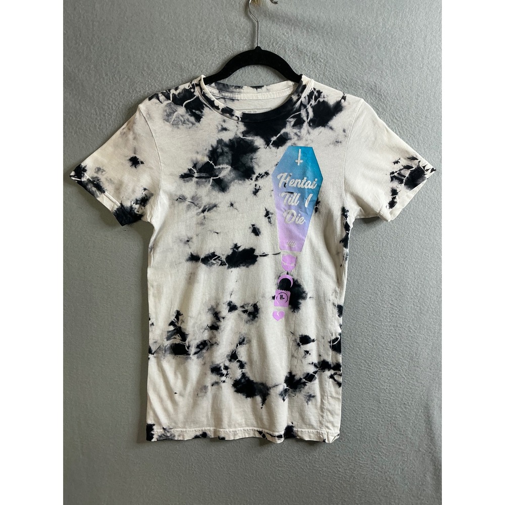 Hentai Till I Die Men's Graphic T-Shirt Small Tie Dye Print Short Sleeve